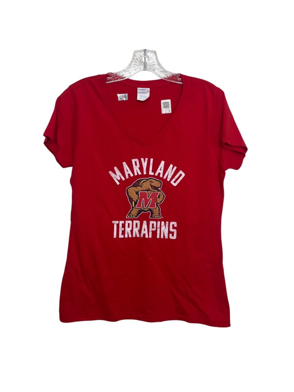 Maryland Terrapins Tshirt Womens Small Red Vneck Fanwear